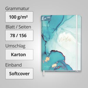 Produktbild für Notizbuch paper&amp;you Smaragd Gold, 6616-5, Karton Softcover
