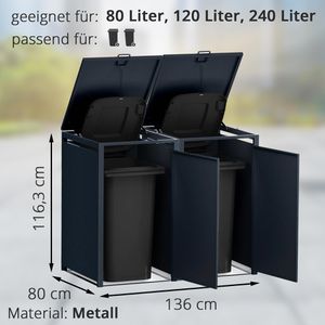 Produktbild für Mülltonnenbox Metzler MMB-1-2X-AN, Metall