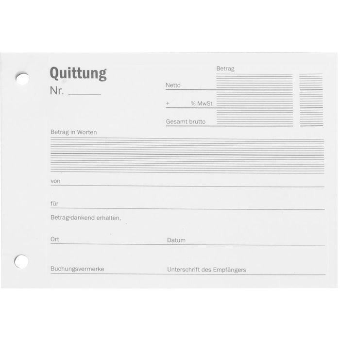 Quittung, DIN A6, Mit Eindruck, Mit Durchschlag