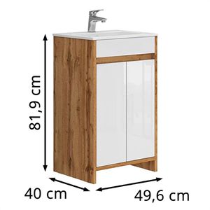 Produktbild für Waschtisch Vicco Lemgo, stehend, goldkraft eiche / weiß