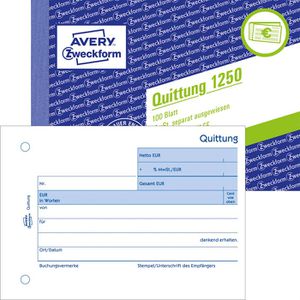 Quittungsblock Zweckform 1250, A6 quer, Recycling