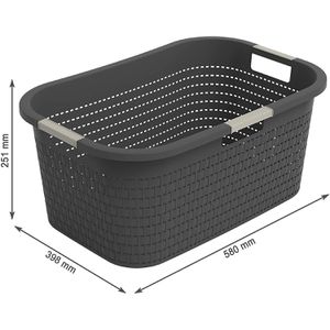 Produktbild für Wäschekorb Rotho Country, anthrazit, mit 3 Griffen