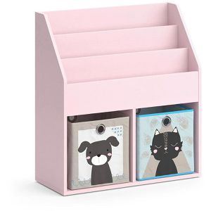 Bücherregal Vicco Luigi, rosa, mit 2 Faltboxen