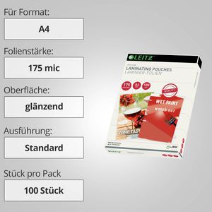Produktbild für Laminierfolien Leitz 16933 iLAM, DIN A4