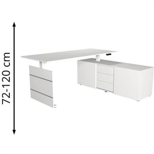 Produktbild für Schreibtisch Kerkmann Move 3, 3844, weiß, mit Sideboard