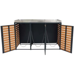 Produktbild für Mülltonnenbox Mendler HWC-K14, WPC/Metall