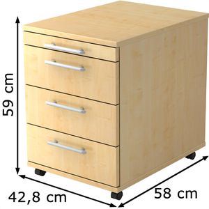 Produktbild für Rollcontainer Hammerbacher B-Serie, aus Holz, ahorn