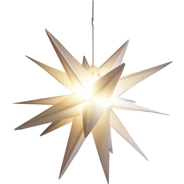 innen + Ø weiß, außen, 58 cm Weihnachtsstern Böttcher Kunststoff, Timer, LED Star-Max – beleuchtet, 34078 AG Birne,