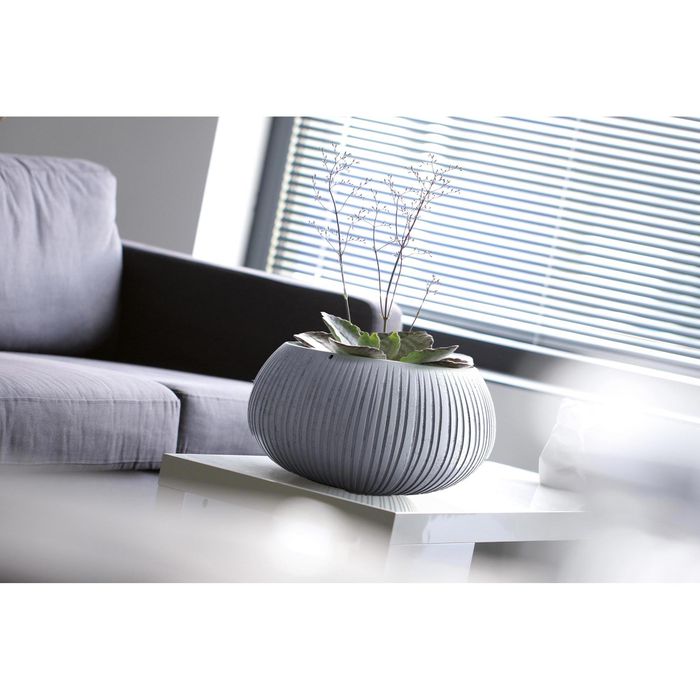 Prosperplast Splofy Übertopf Rund – 8 Liter, 25,9 X 22 Cm, Grau, Mit Strick-Optik, Für Innen & Außen