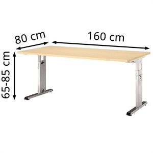 Produktbild für Schreibtisch Hammerbacher O-Serie, ahorn / silber