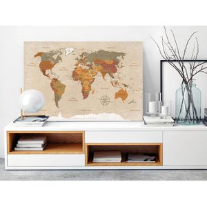Produktbild für Weltkarte Artgeist Beige Chic, Englisch, mit Holzrahmen
