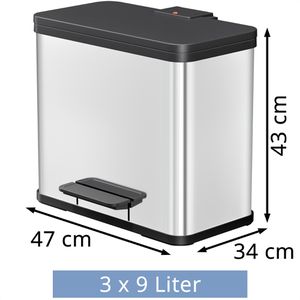 Produktbild für Mülleimer Hailo trio Plus L, silber