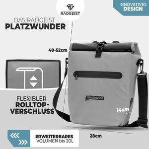 Produktbild für Gepäckträgertasche Radgeist PRF-20-76, grau, 20 Liter