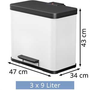 Produktbild für Mülleimer Hailo Öko trio Plus L, weiß