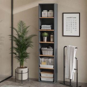 Produktbild für Badregal Vicco Viktor, aus Holz, anthrazit / goldkraft eiche