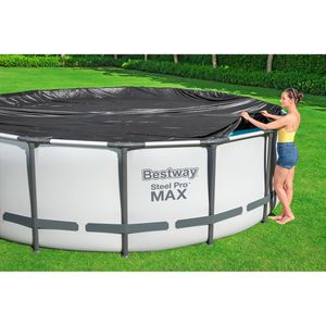 Produktbild für Poolabdeckung Bestway 58039, aus PVC, schwarz, mit Spannseil