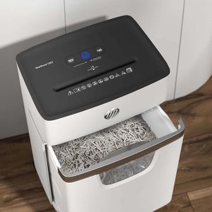 Produktbild für Aktenvernichter HP 2803 OneShred 15CC, weiß, mit Rollen