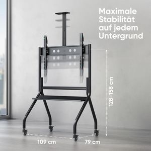 Produktbild für TV-Ständer Onkron TS2080-B, Ablage &amp; Rollen, schwarz, Metall