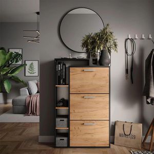 Produktbild für Schuhschrank Vicco Orlando, anthrazit / eiche
