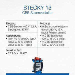 Produktbild für CEE-Stromverteiler as-Schwabe Stecky 13, mobil, für außen