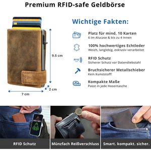 Produktbild für Kreditkartenetui SecWal Echt Leder braun Hunter, für 10 Karten