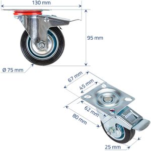 Produktbild für Schwerlastrolle HMF 6790, Lenkrolle mit Bremse