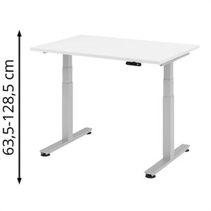 Produktbild für Schreibtisch Hammerbacher XDSM 12, weiß / silber