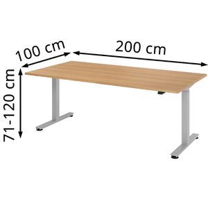 Produktbild für Schreibtisch Hammerbacher XMST 2E, eiche / silber