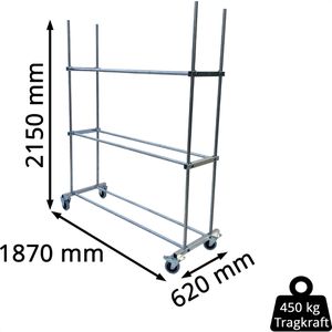 Produktbild für Reifenwagen Bertele Basic, aus Metall, silber, für 21 Reifen