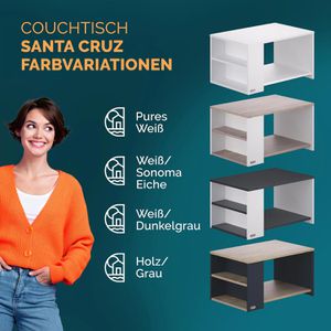 Produktbild für Couchtisch CASARIA Santa Cruz, aus Holz, eiche / anthrazit