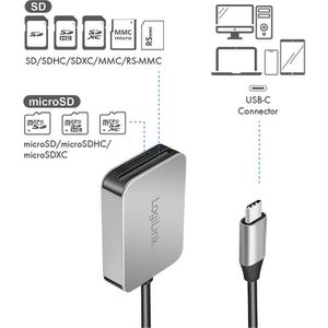 Produktbild für Kartenleser LogiLink CR0050, 2 in 1, USB-C 3.0