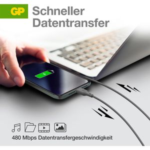 Produktbild für Ladekabel GP Batteries GPCBCL1PGYUSB221, grau, 1m
