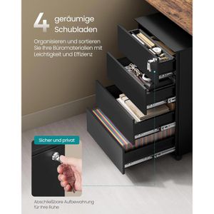 Produktbild für Rollcontainer Songmics OFC064B16, aus Metall, schwarz