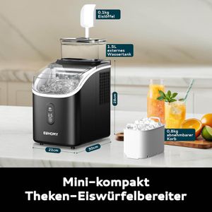 Produktbild für Eiswürfelmaschine EUHOMY Kunststoff, IM005-CBL, schwarz