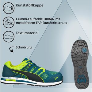 Böttcher HRO, grün, 43 S1P, – Low Synthetik, Sicherheitsschuhe Puma-Safety Herren, Halbschuhe, ESD AG Knit Elevate