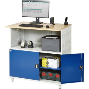 Produktbild für Computerschrank Rau Modell 1022, lichtgrau / blau