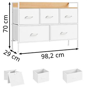 Produktbild für Kommode Vasagle LTS135W01, weiß / eiche