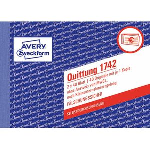 Produktbild für Quittungsblock Zweckform 1742, fälschungssicher, ohne MwSt.