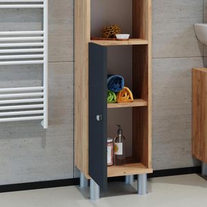 Produktbild für Badschrank Vicco Fynn, mit 4 Füßen, anthrazit / eiche