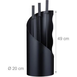 Produktbild für Kaminbesteck Relaxdays 10038755, aus Metall, schwarz, 4-teilig
