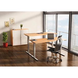 Produktbild für Schreibtisch Hammerbacher XDSM 2E, buche / silber