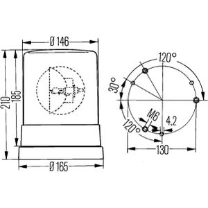 Produktbild für Warnleuchte Hella 004 958-101, orange, 360° Halogenleuchte