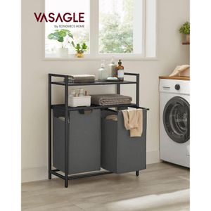 Produktbild für Wäschekorb Vasagle BLH211G01, schwarz, 2 Fächer