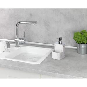 Produktbild für Spülmittelspender Wenko Festival Marmor 54665100, weiß-grau