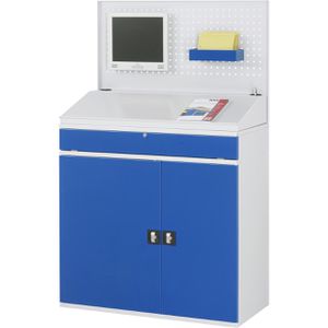 Produktbild für Computerschrank Rau Modell 61, lichtgrau / blau