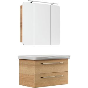 Waschtisch Fackelmann Milano, mit Spiegelschrank, asteiche