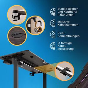 Produktbild für Schreibtisch CASARIA 109360, braun / schwarz
