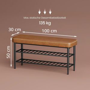 Produktbild für Schuhbank Vasagle EKHO, schwarz / braun, aus Metall