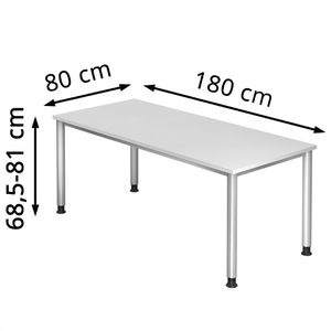 Produktbild für Schreibtisch Hammerbacher H-Serie, weiß / silber