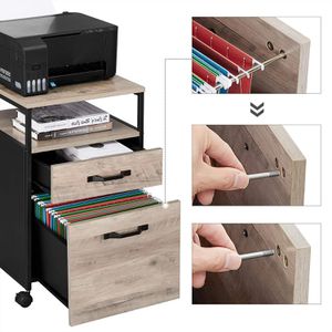 Produktbild für Rollcontainer Vasagle OFC071B02, aus Holz, grau